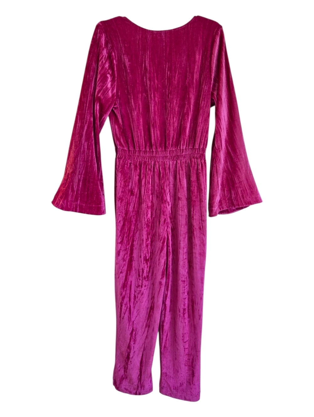 A New Day Women's Bell Sleeve Velour Jumpsuit NWT Hot Pink M Lush Party Suit - Picture 9 of 10